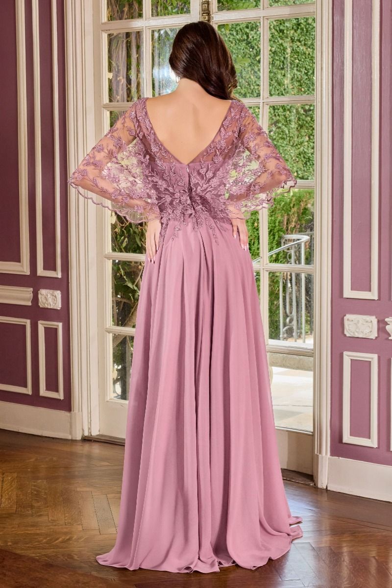 Flowing Gown V-Neckline and a Embroidered Lace Bodice-2