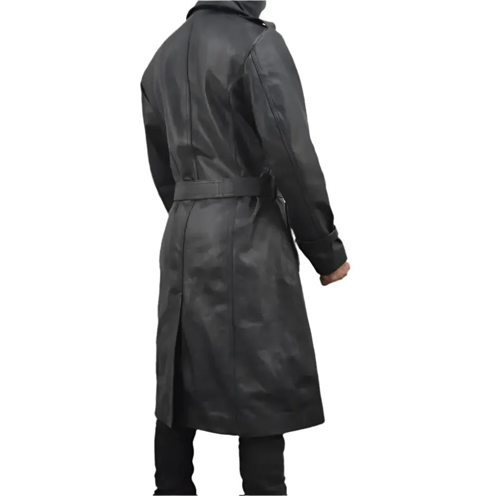 Men’s Black Leather Trench Coat