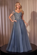 Embellished Lace Layered Tulle Ball Gown-0