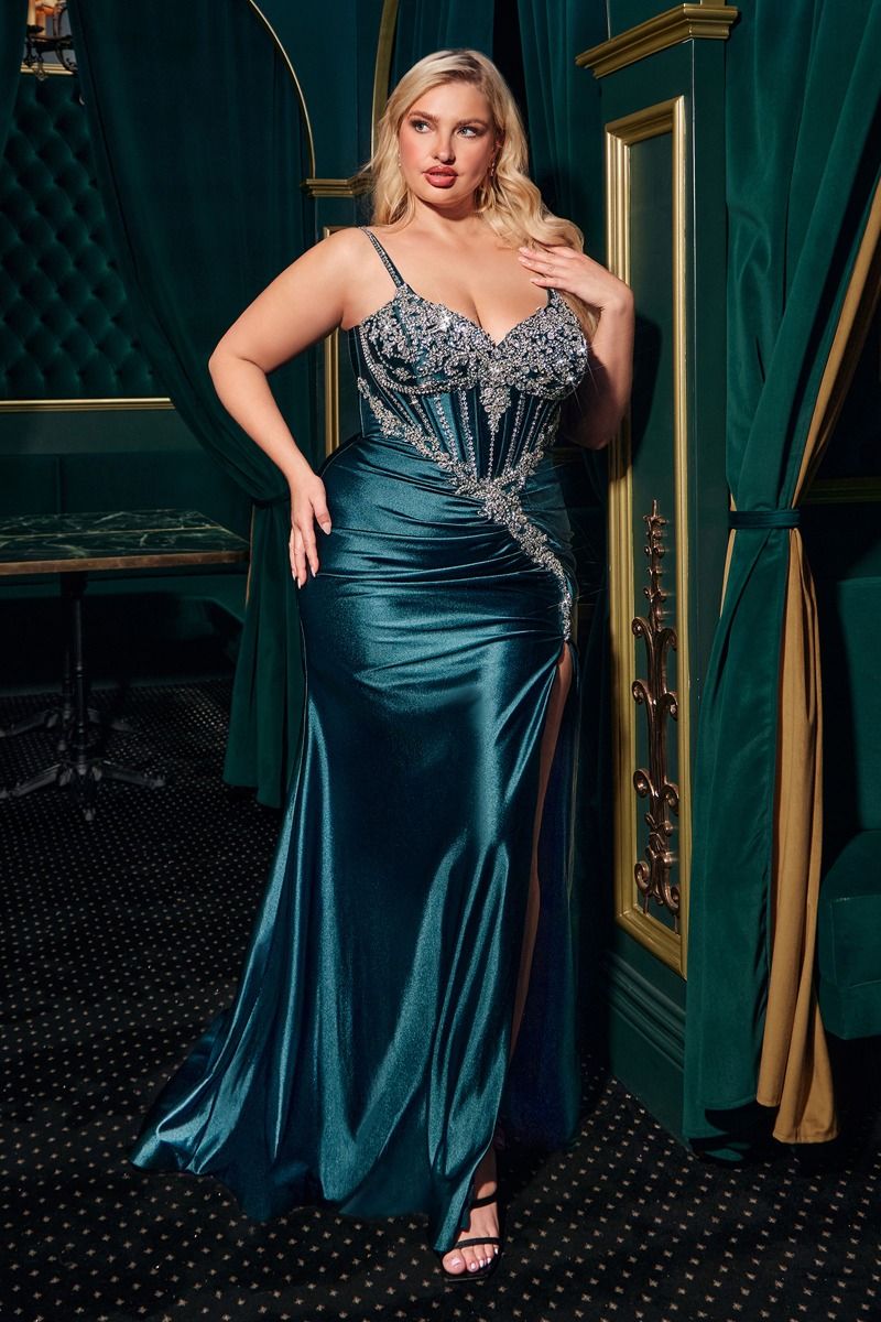 Fitted Crystal & Satin Bodycon Dress Curve-1