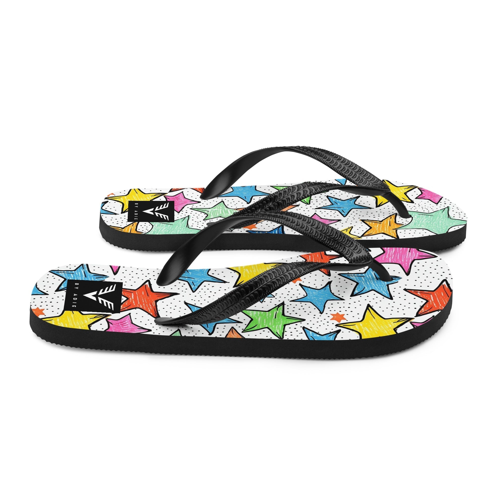 Colourful Star Doodle Flip Flops