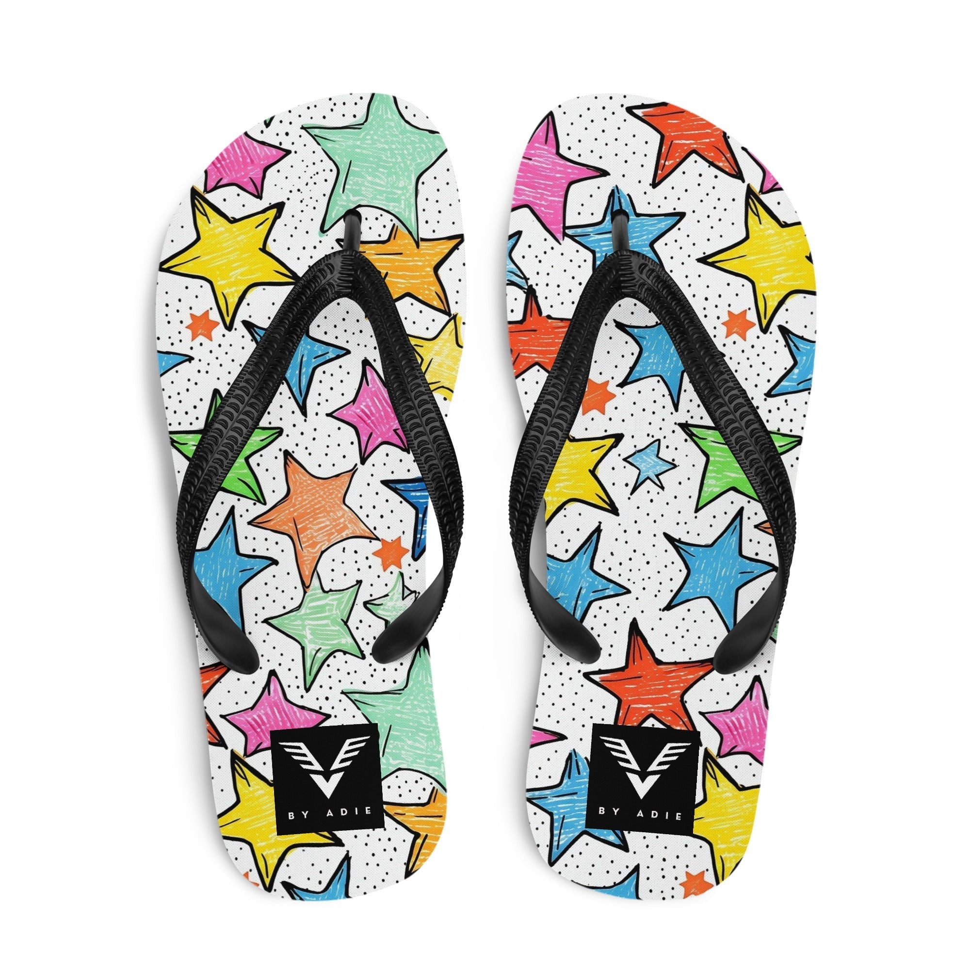 Colourful Star Doodle Flip Flops