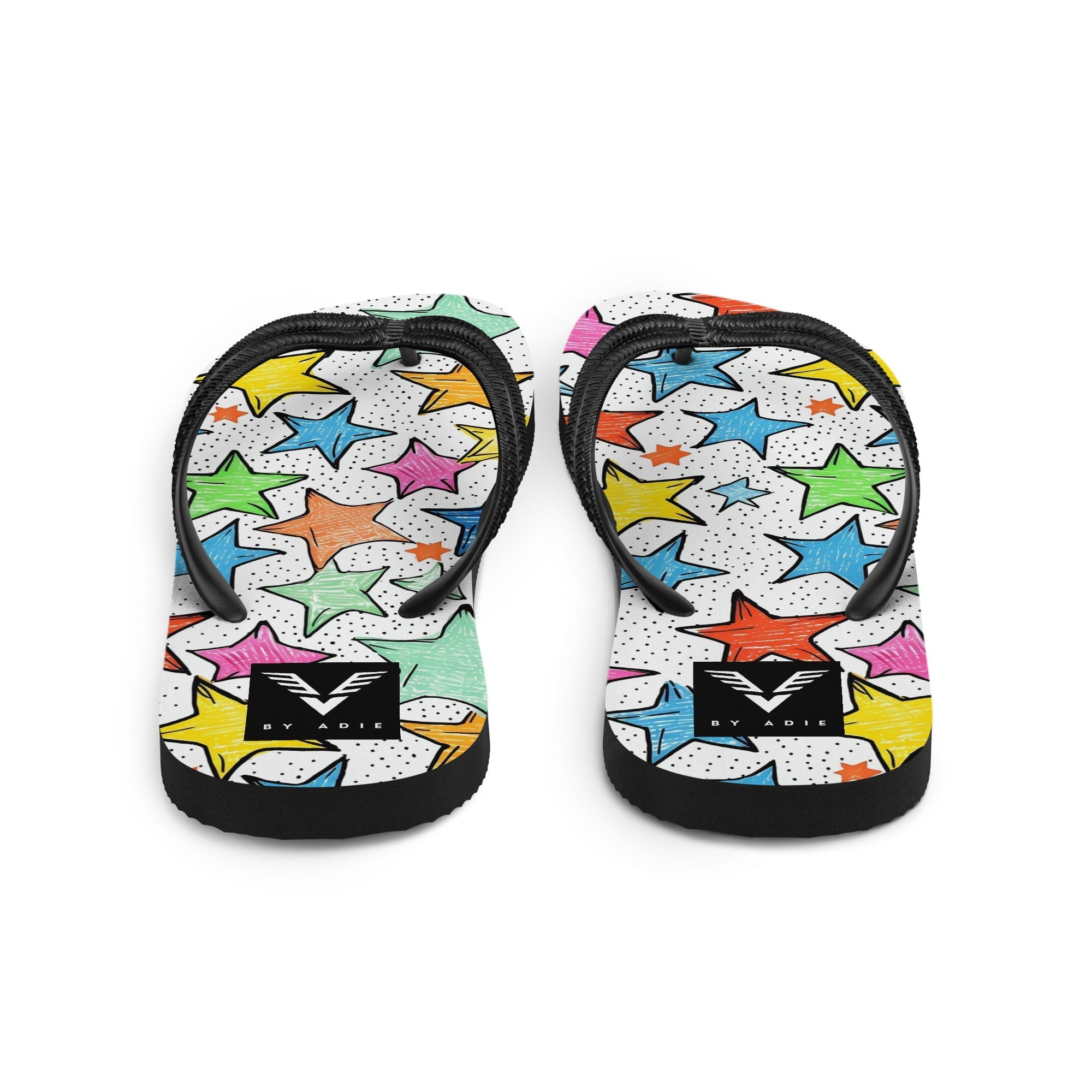 Colourful Star Doodle Flip Flops