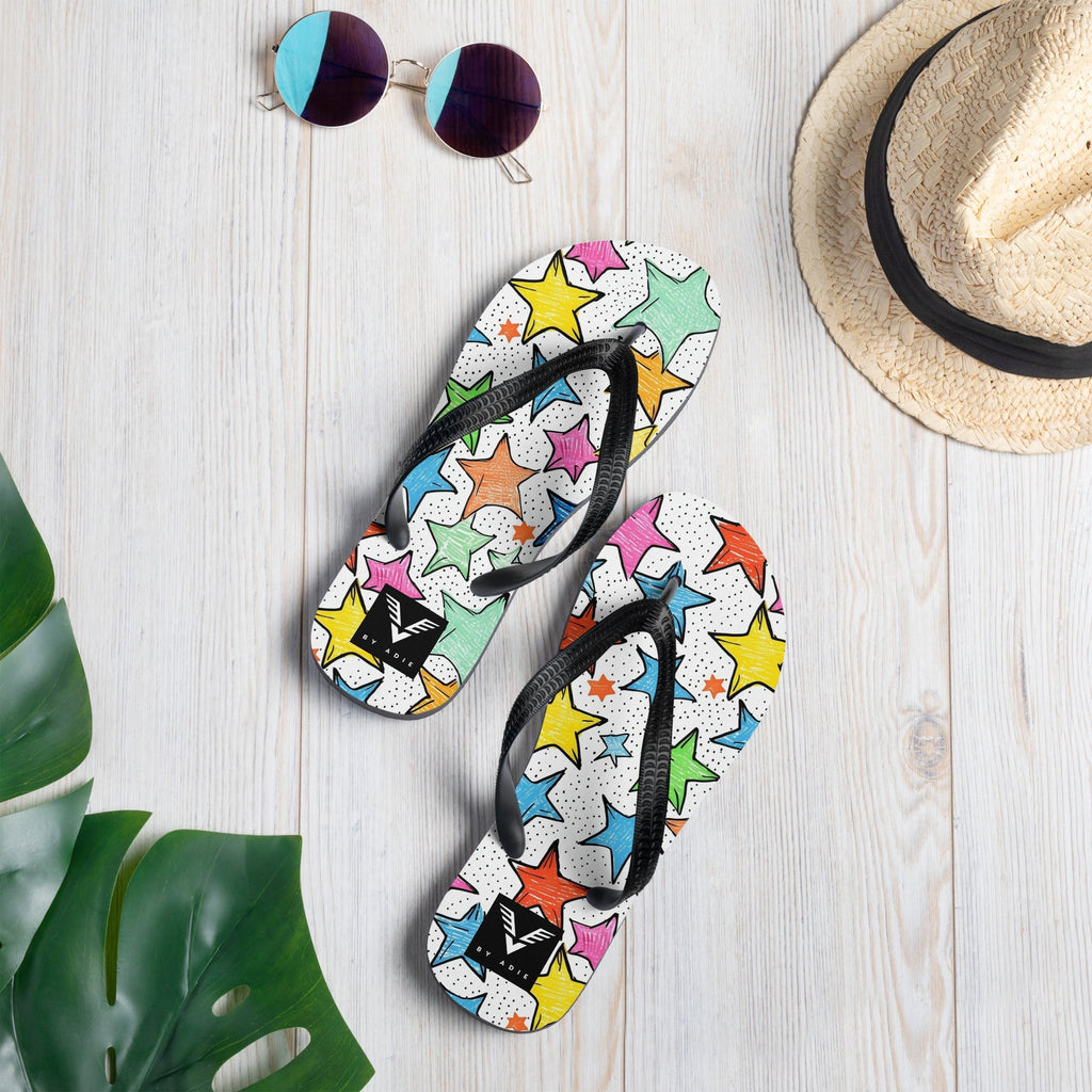 Colourful Star Doodle Flip Flops