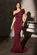 Gown a Refined Silhouette the One-Shoulder Neckline is Elevated with Cascading Ruffles-0