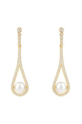 Cradled Pearl Drop Earrings Gold