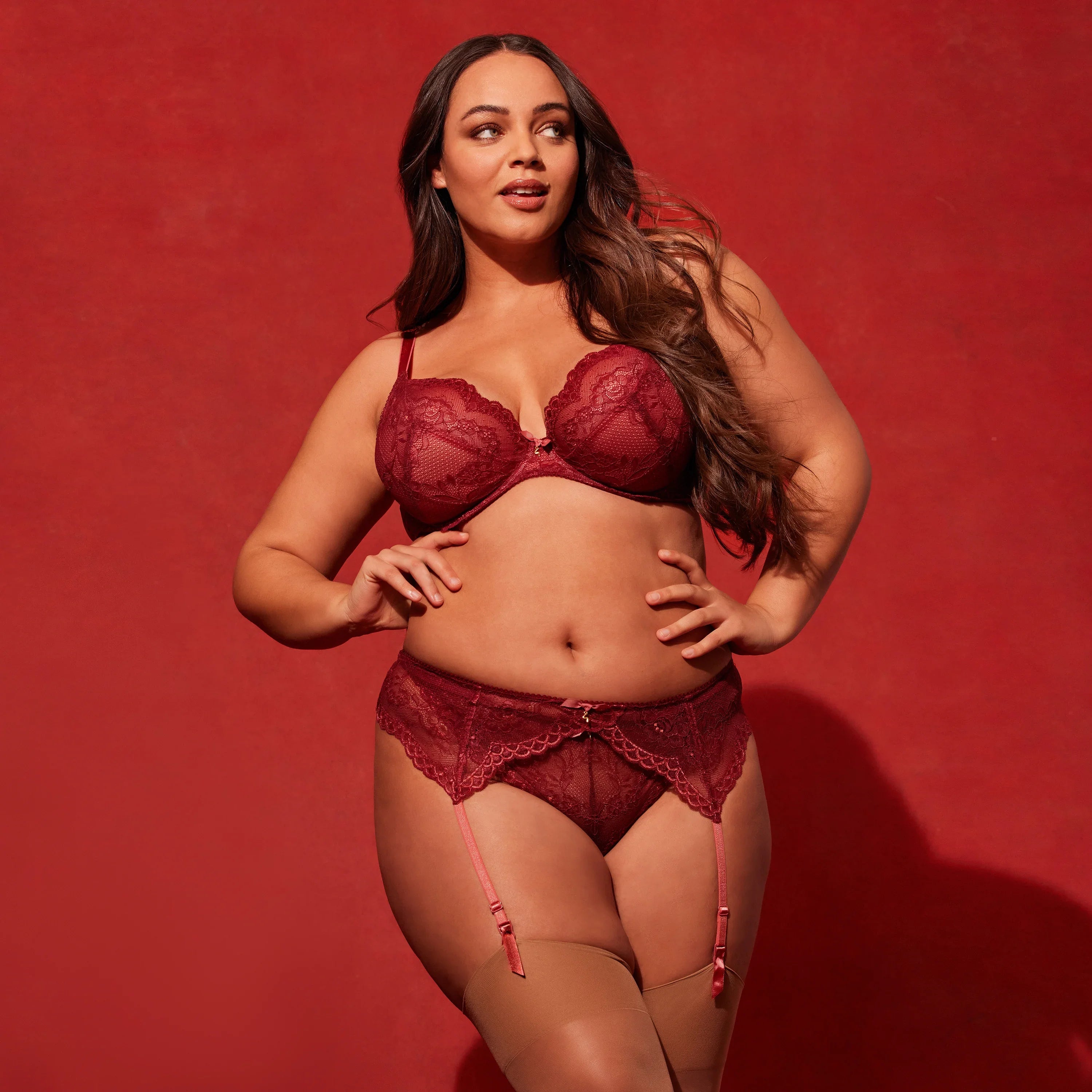 Gossard Superboost Lace Garter Belt Cranberry/Raspberry Sorbet-4