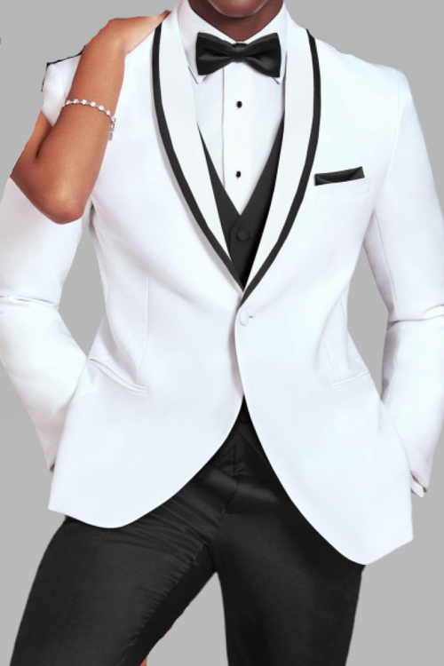 "Crew" White Tuxedo Jacket Shawl (Separates)-0