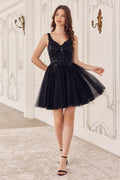 Sequin Beaded A-Line Short Dress-3