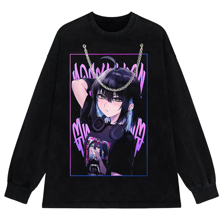 Women's Japanese Anime T-Shirt Y2K Harajuku Hip Hop Short Sleeve Summer Top-4
