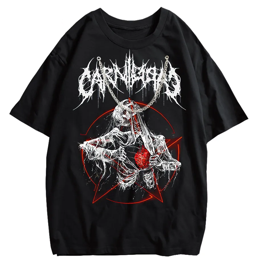 Gothic Demon Anime Print T-Shirt Women Y2K Harajuku Streetwear-3