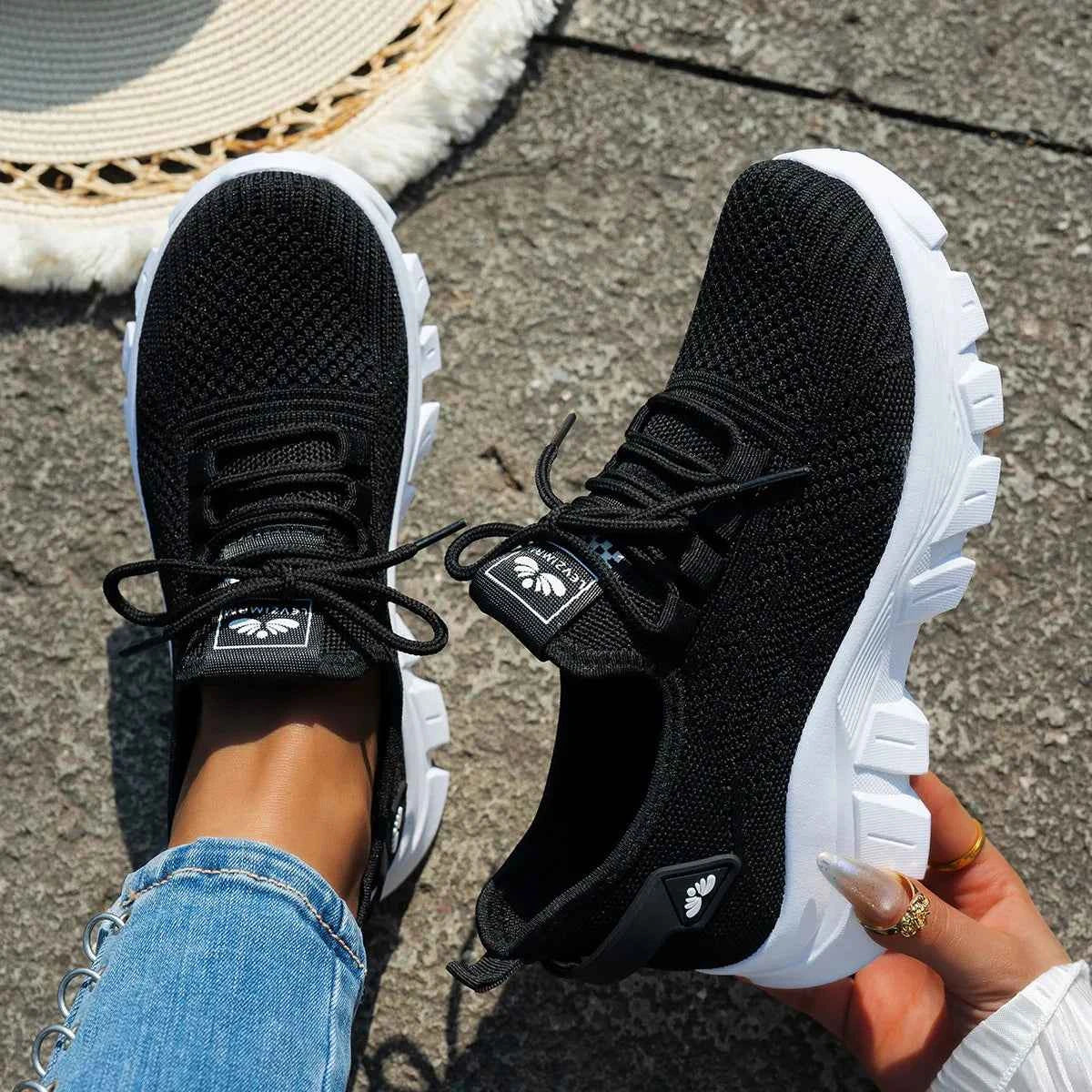 Mesh Lace Up Platform Athletic