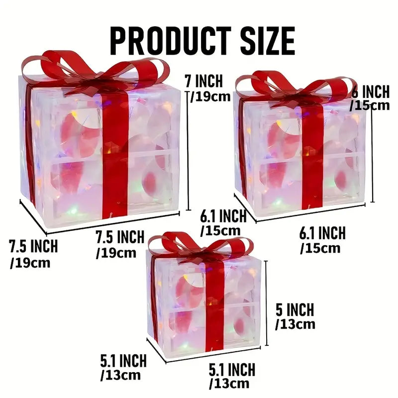 Twinkling Trio: Christmas Lighted Gift Box Set