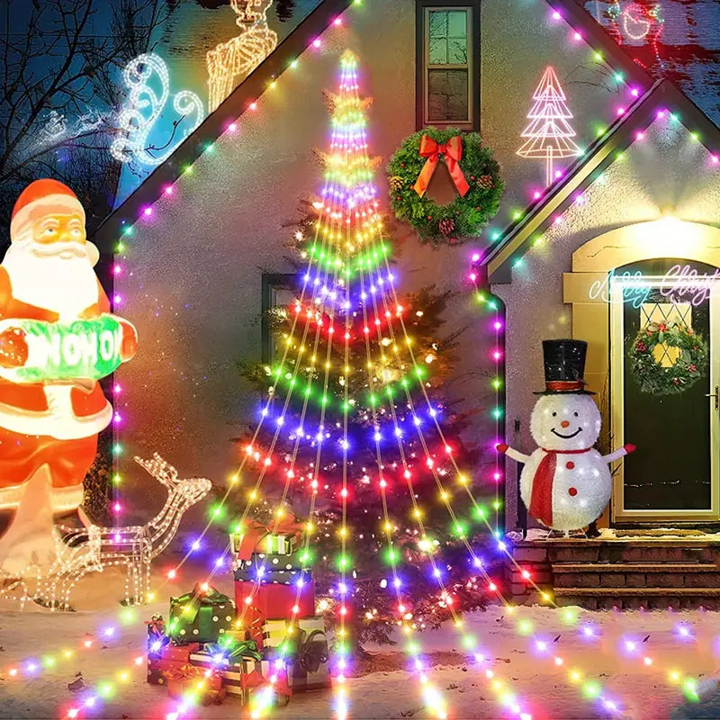 Enchanting Christmas Waterfall Tree Lights: 8 Magical Modes
