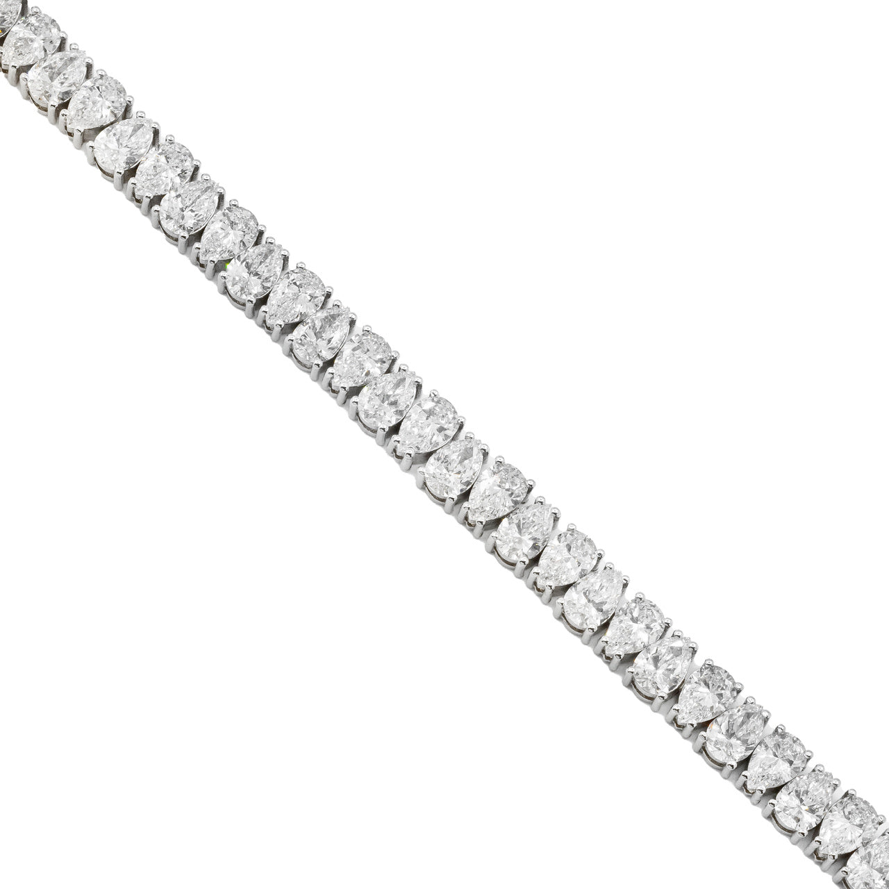 AGI Certified 16.00 CTW Pear Shaped Lab Grown Diamond Tennis Bracelet - 14kt White Gold