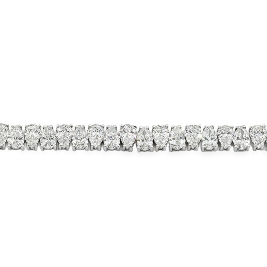 AGI Certified 16.00 CTW Pear Shaped Lab Grown Diamond Tennis Bracelet - 14kt White Gold