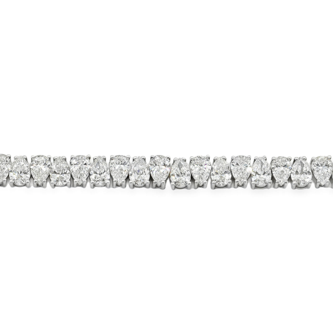 AGI Certified 16.00 CTW Pear Shaped Lab Grown Diamond Tennis Bracelet - 14kt White Gold