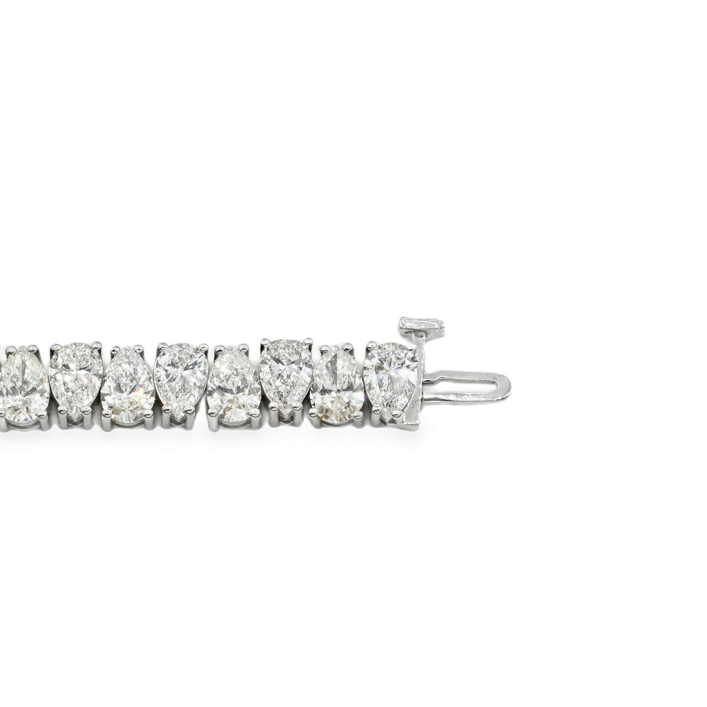 AGI Certified 16.00 CTW Pear Shaped Lab Grown Diamond Tennis Bracelet - 14kt White Gold