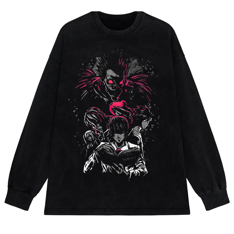 Men's Harajuku Distressed Anime Print T-Shirt Hip Hop Streetwear Cotton Oversized Tee-3