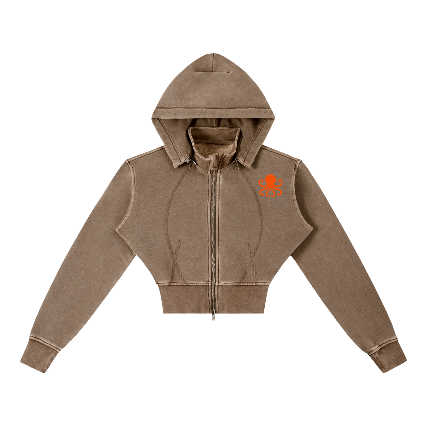 Vintage Washed Cropped Fleece Hoodie