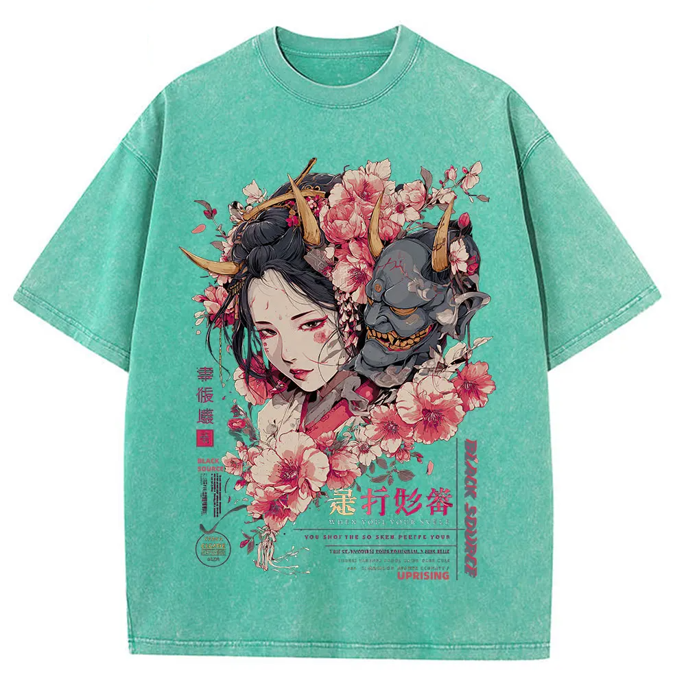 Anime Dragon Floral Graphic T Shirt Unisex Cotton Tee-2