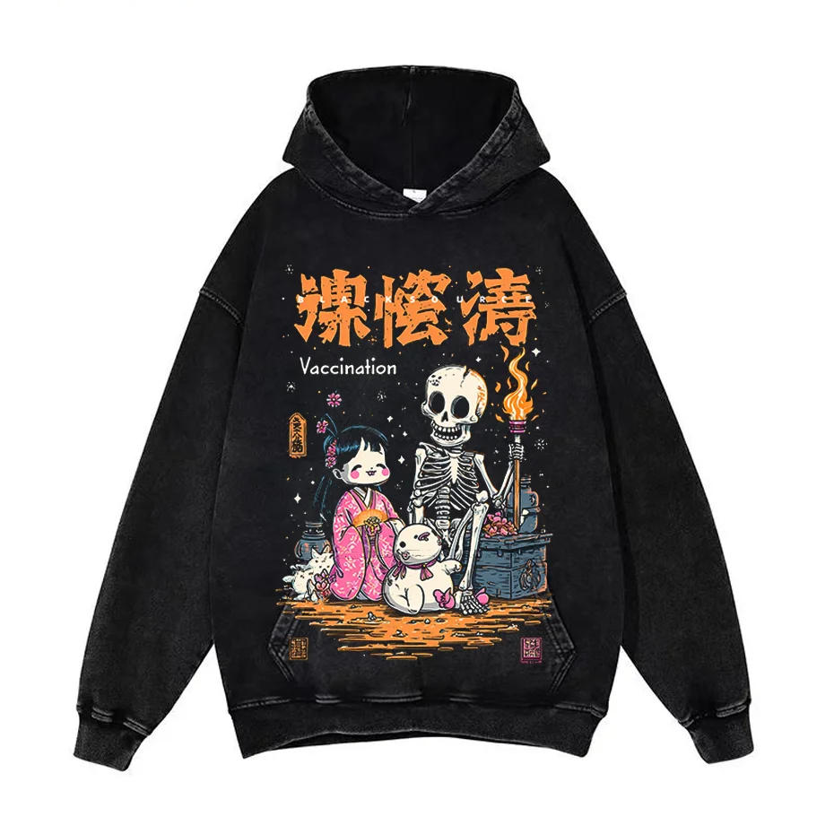 Black source Club T-shirt Japanese Mythical Spirit Beast Anime T-shirt Gods Skull-2