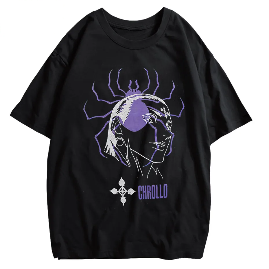 Vintage Washed Hunter x Hunter Chrollo Phantom Troupe Anime T-Shirt Men Harajuku Tee-1