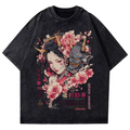 Anime Dragon Floral Graphic T Shirt Unisex Cotton Tee-0