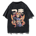 Men's Retro Anime Girl Graphic T-Shirt Cotton Oversized Vintage Tee-0