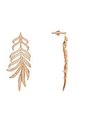 Feathered Leaf Statement Drop Earrings Rosegold