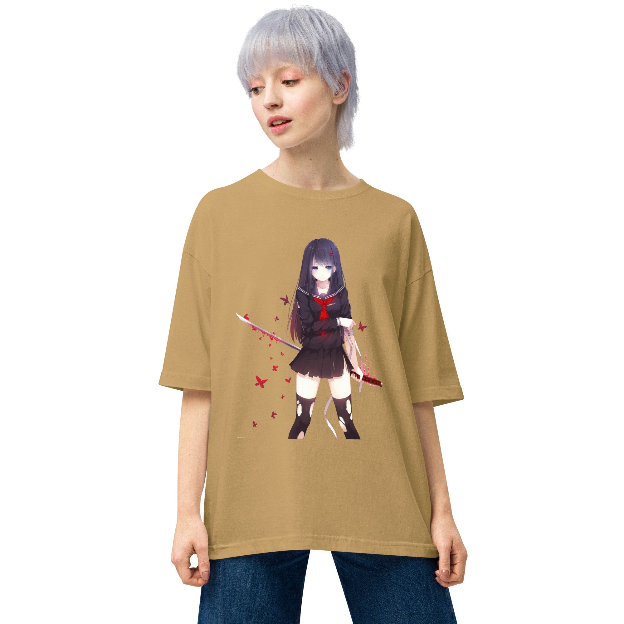Kisara Tendo Unisex Oversized T-Shirt Black Bullet Anime Graphic Oversized Tees-34