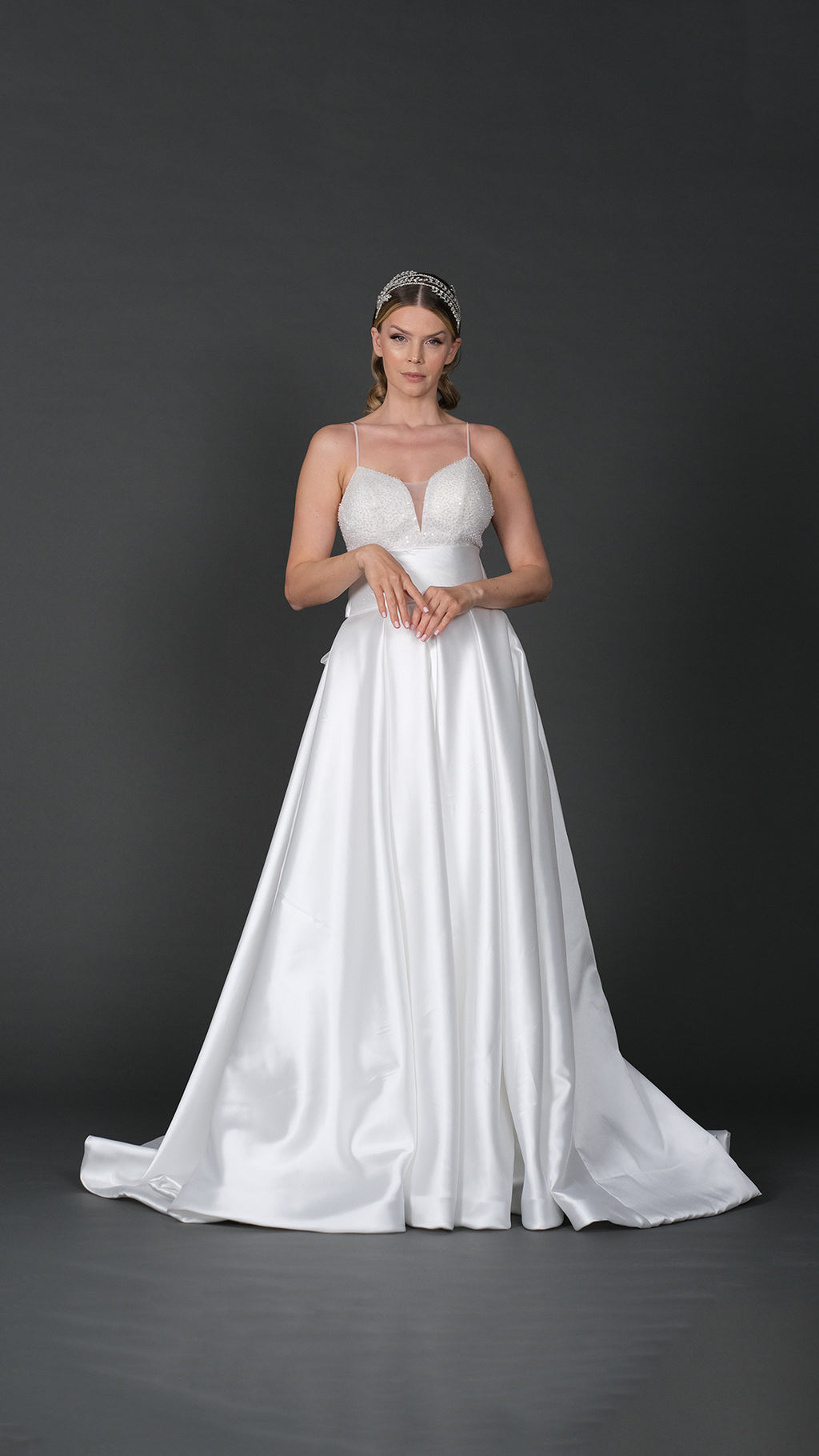 Eva narrow skirt a line wedding dress with detachable skirt-1