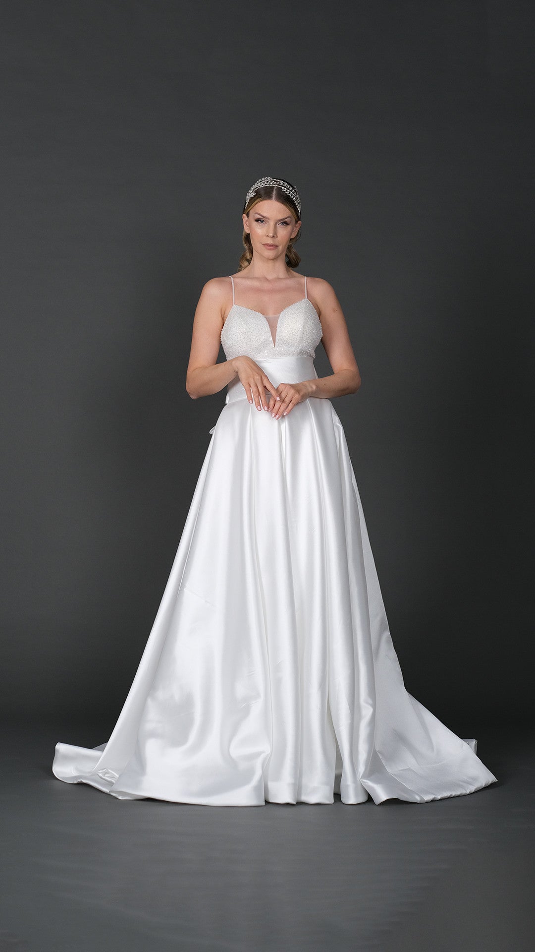 Eva narrow skirt a line wedding dress with detachable skirt-1