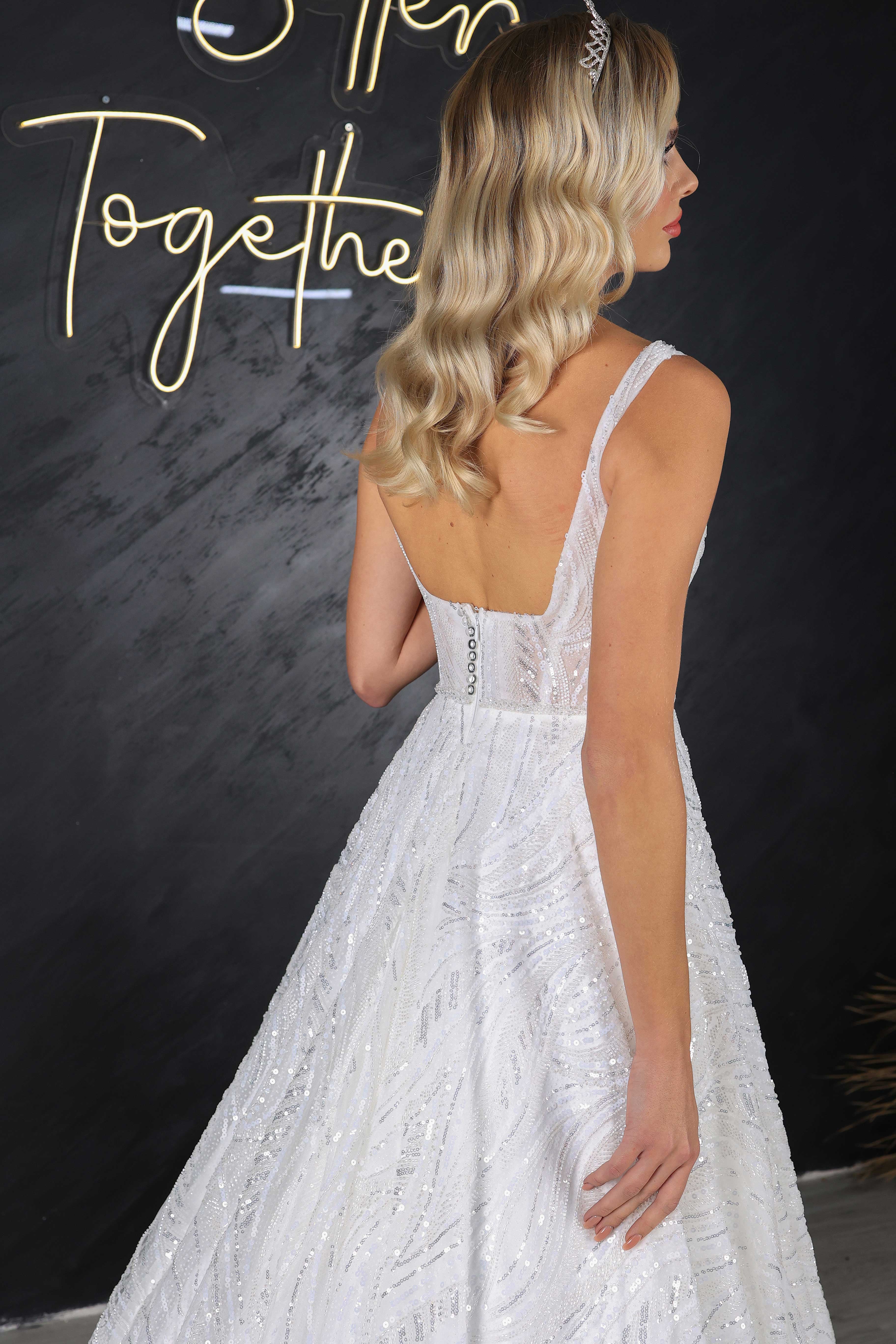 Katy narrow skirt a line wedding dress-5
