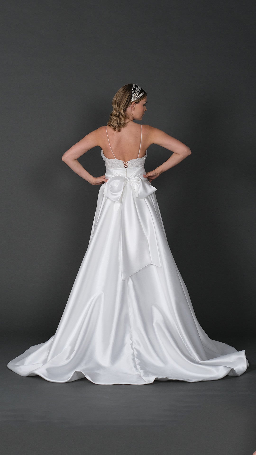 Eva narrow skirt a line wedding dress with detachable skirt-3