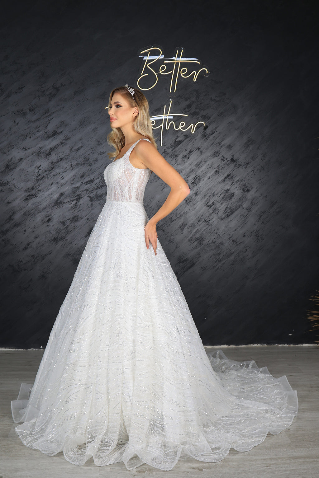 Katy narrow skirt a line wedding dress-3