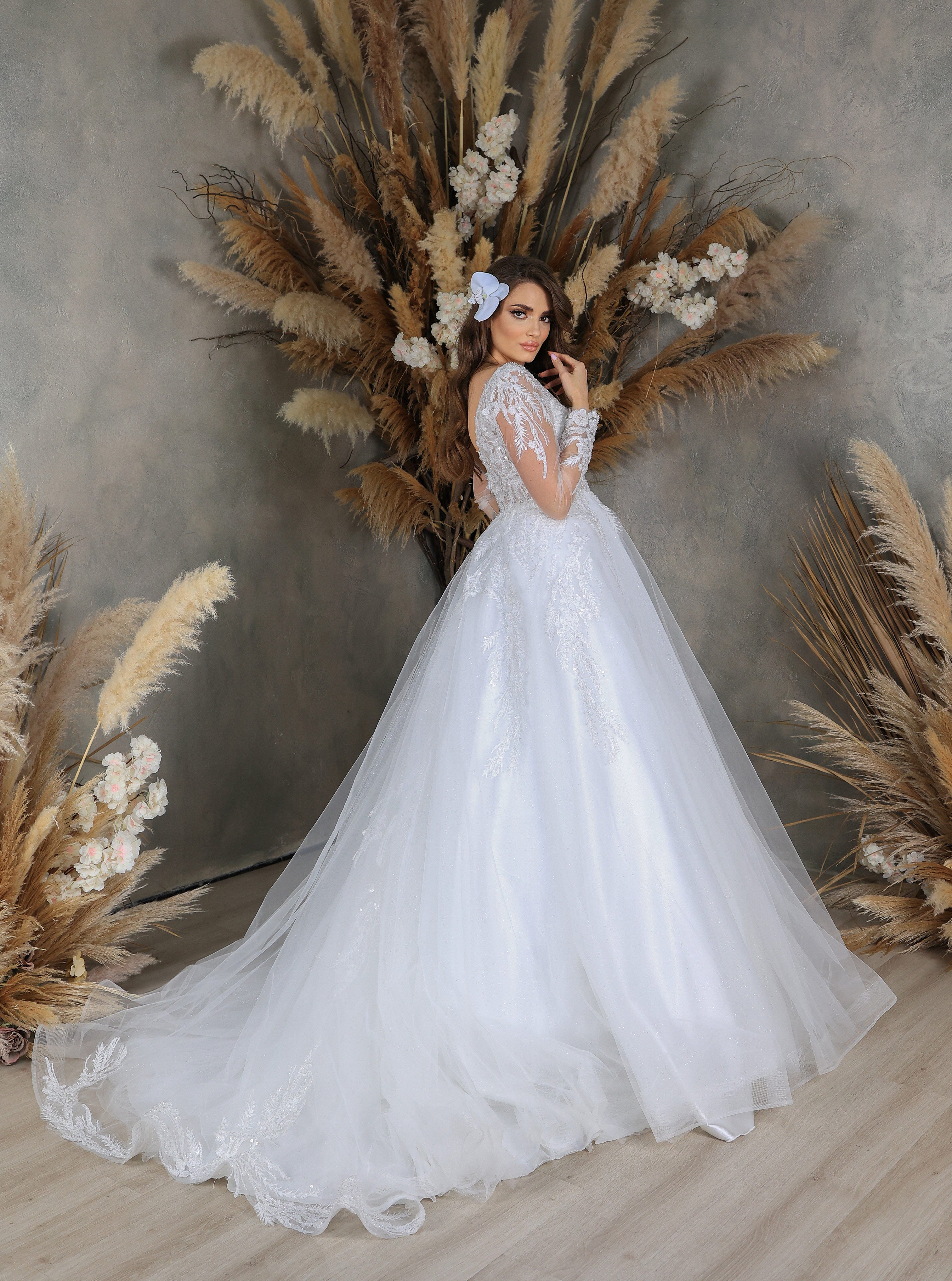 Nira narrow skirt a line wedding dress-5
