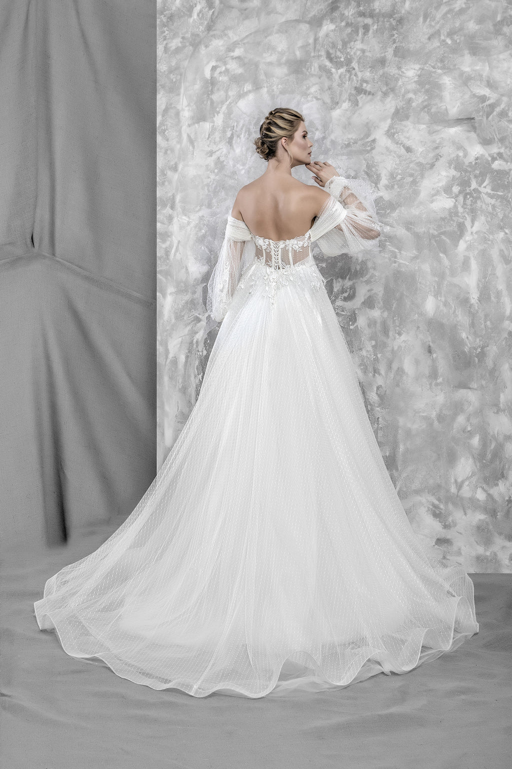 Ela narrow skirt a line wedding dress-3
