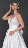 Eva narrow skirt a line wedding dress with detachable skirt-0