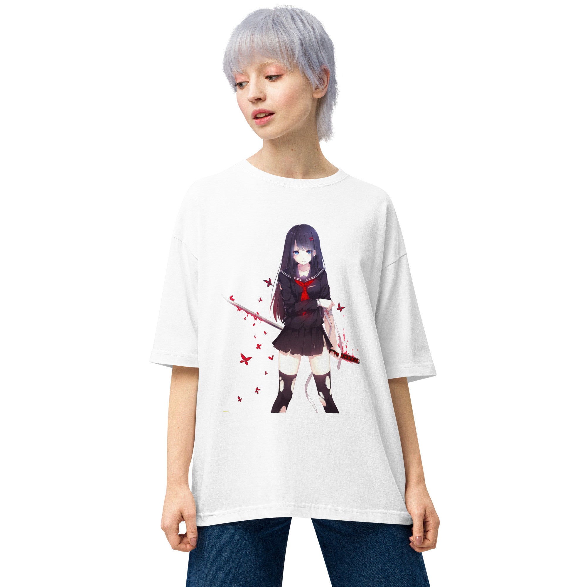 Kisara Tendo Unisex Oversized T-Shirt Black Bullet Anime Graphic Oversized Tees-10