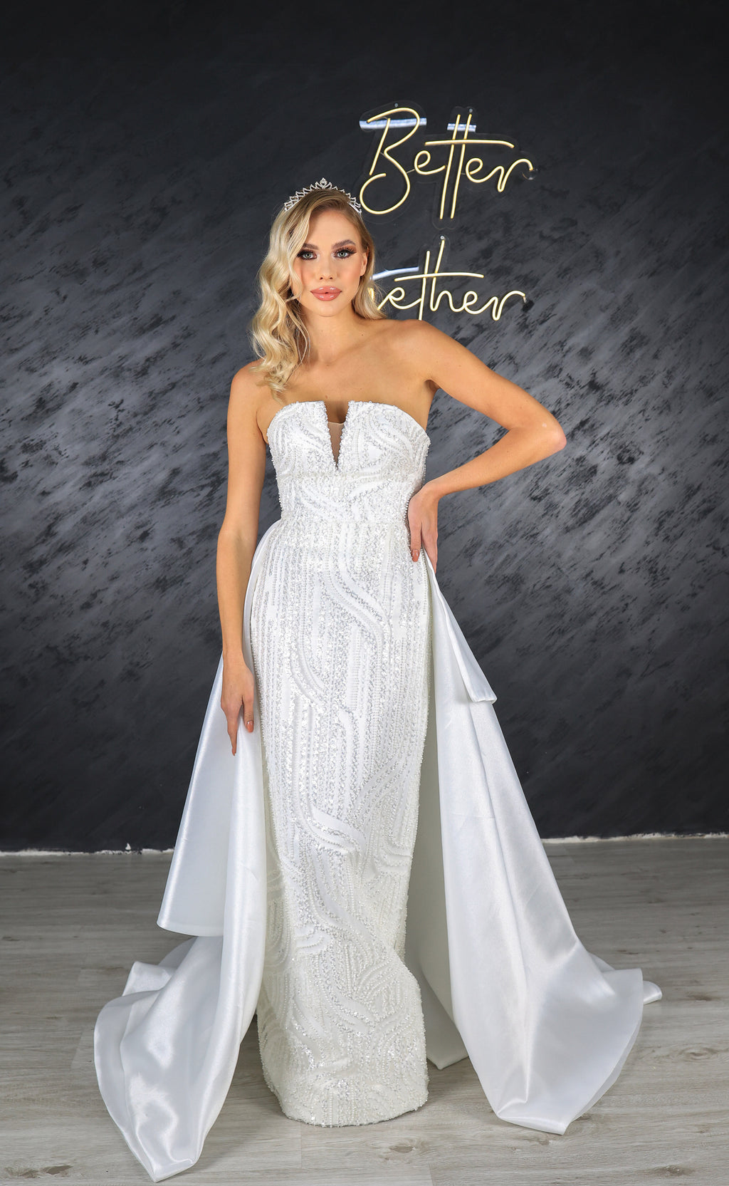 Alvin column wedding dress with skirt-1