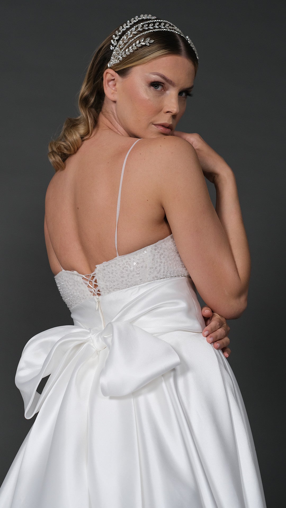 Eva narrow skirt a line wedding dress with detachable skirt-2