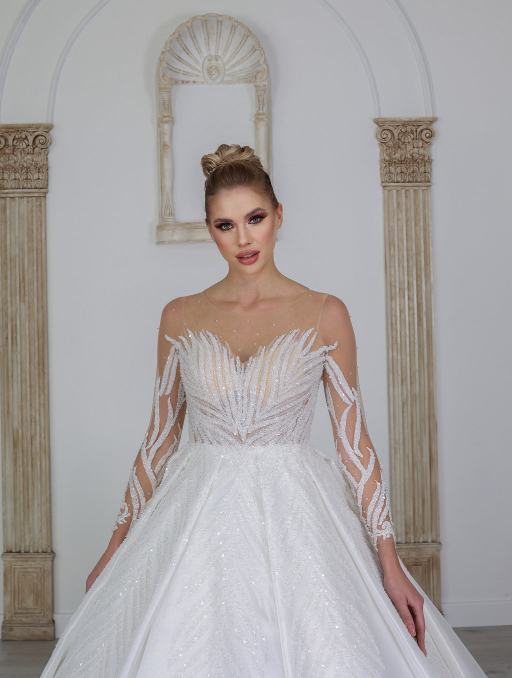 Yaprak a line wedding dress-2