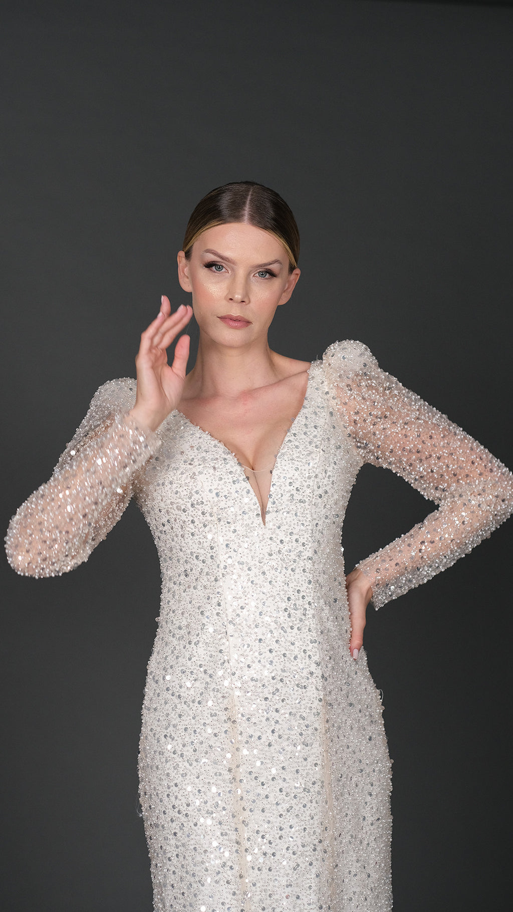 PEKAY narrow skirt a line wedding dress-4
