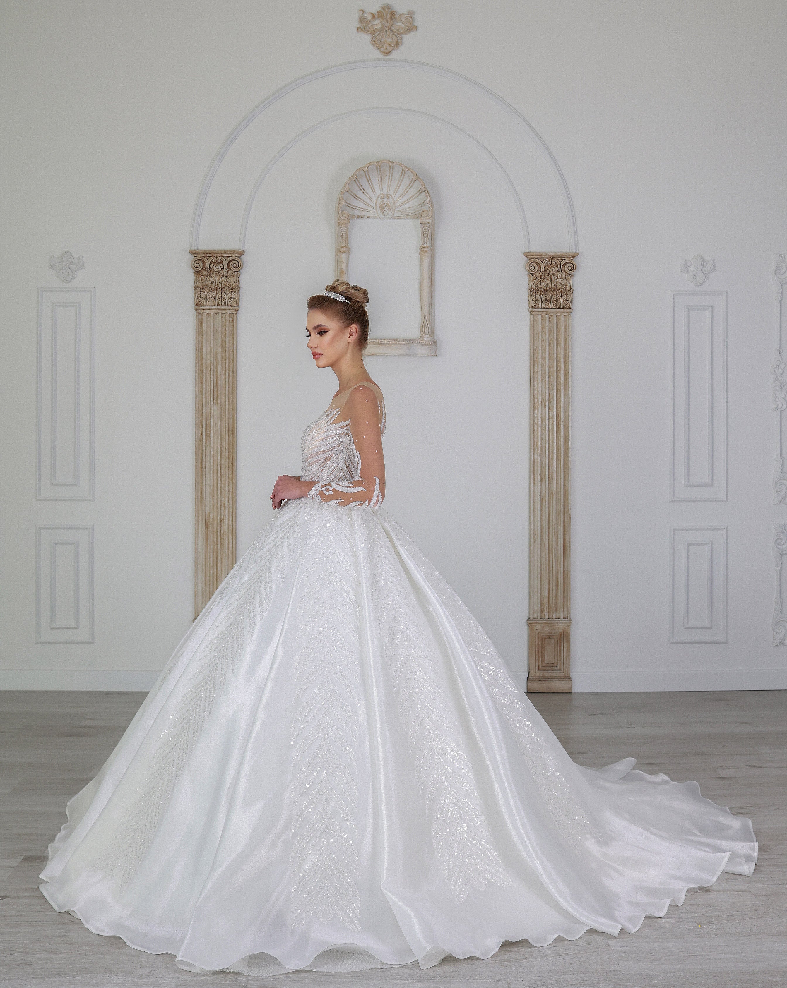 Yaprak a line wedding dress-4