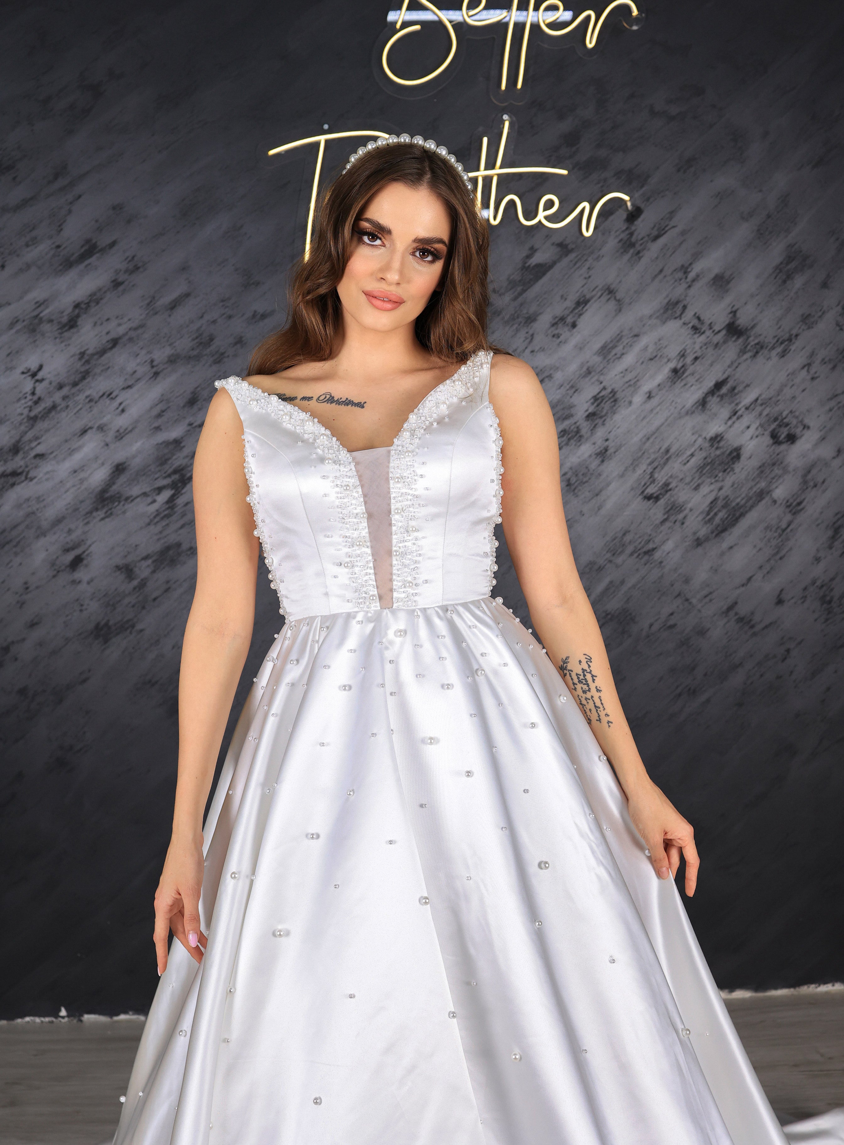 Sima narrow skirt a line wedding dress-3