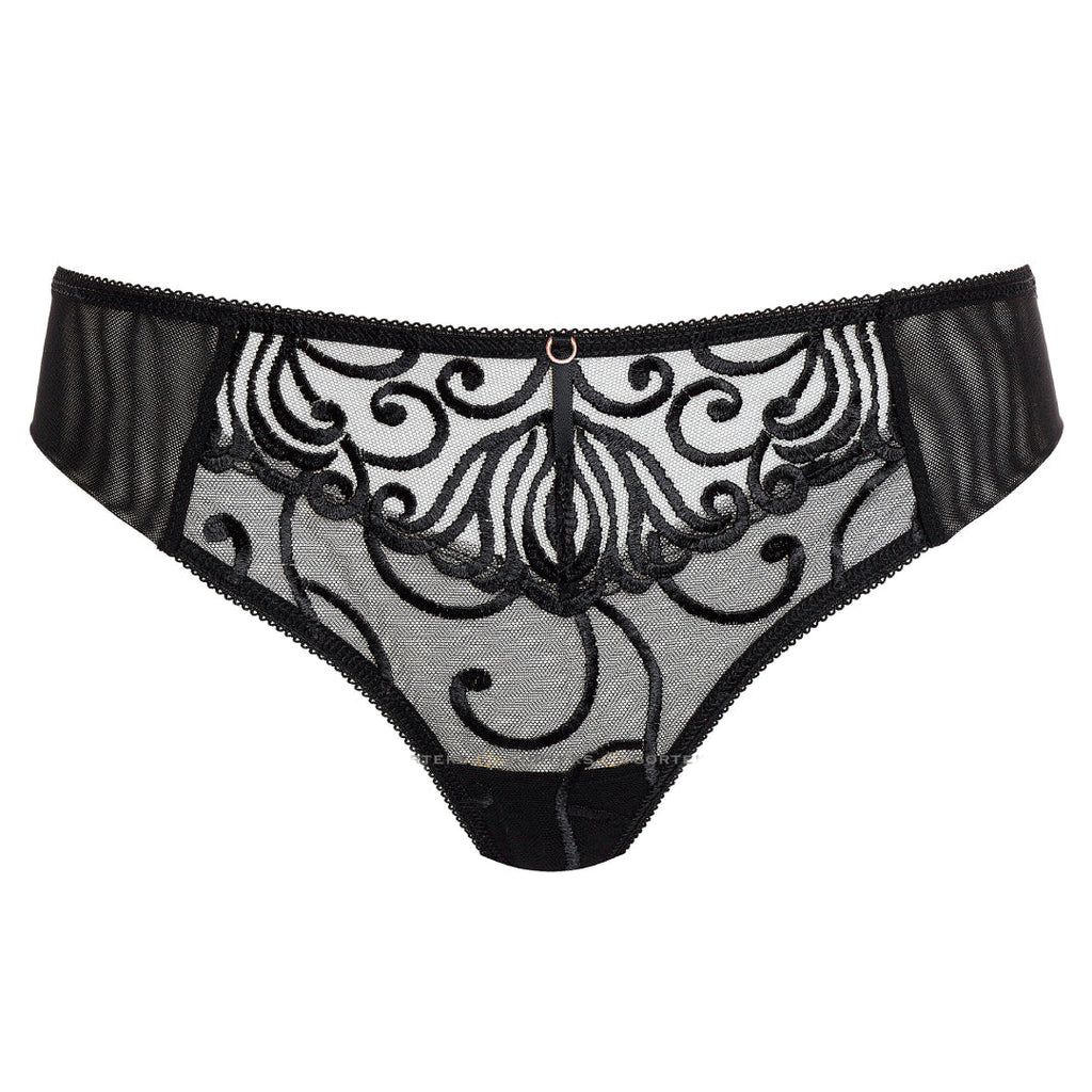 Sheer Thong Panty Gorteks Fiore Black-3