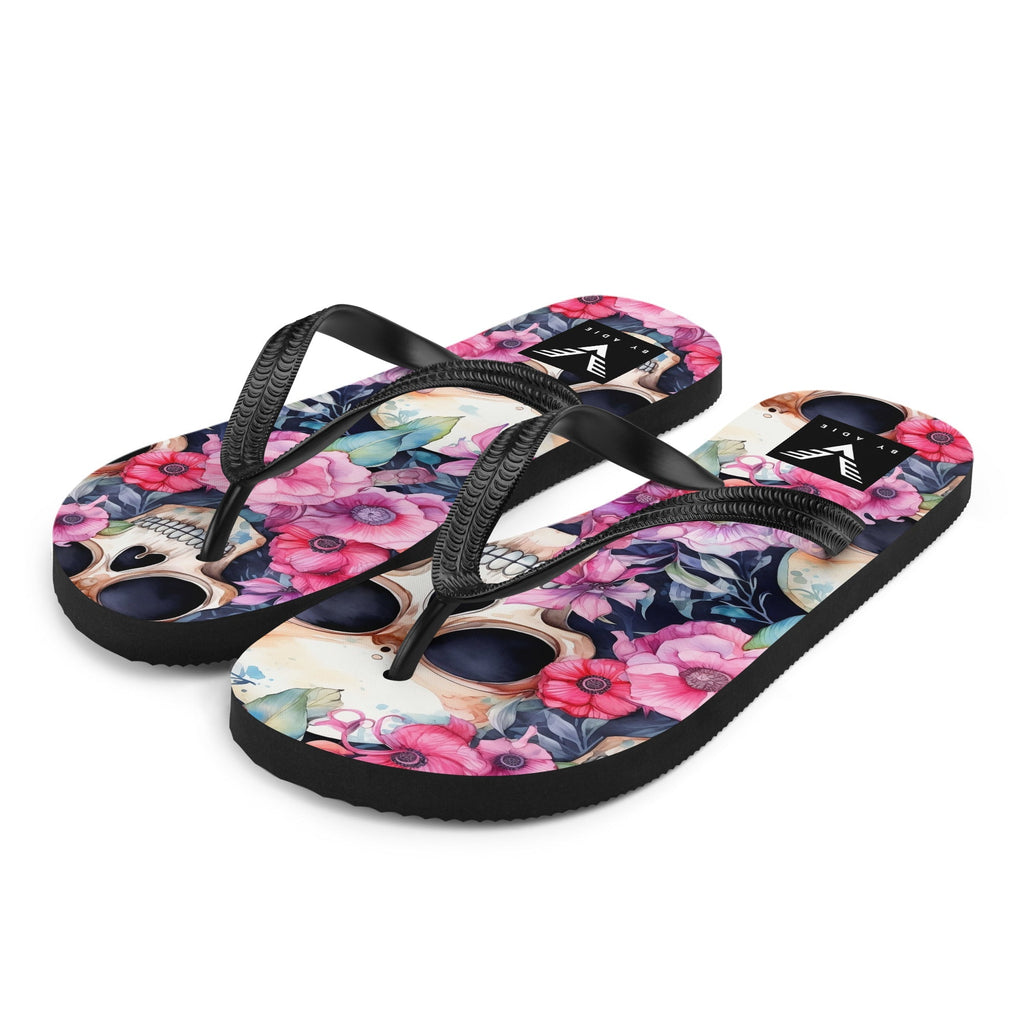 Floral Skull Luxe Flip Flops
