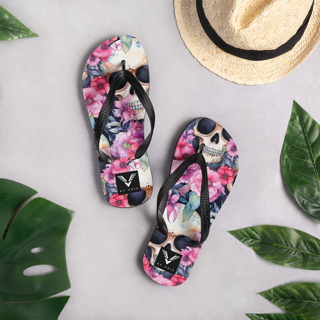 Floral Skull Luxe Flip Flops