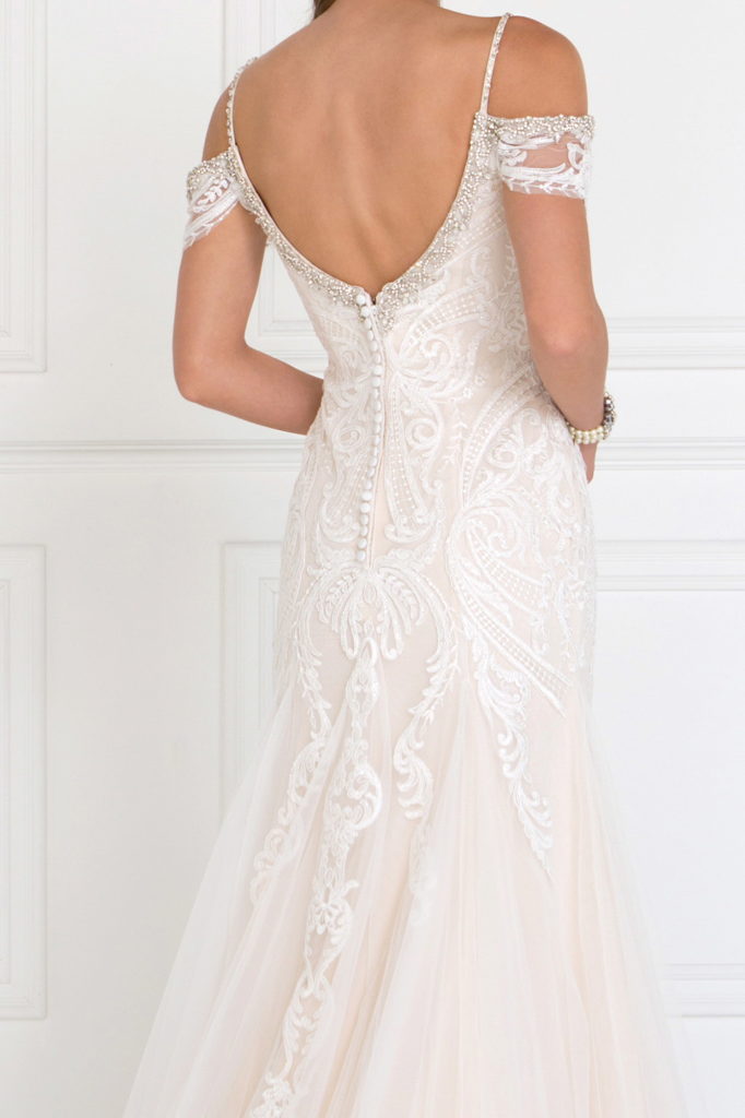 Tulle Off-Shoulder Sweetheart Mermaid Long Dress with Lace Applique-4